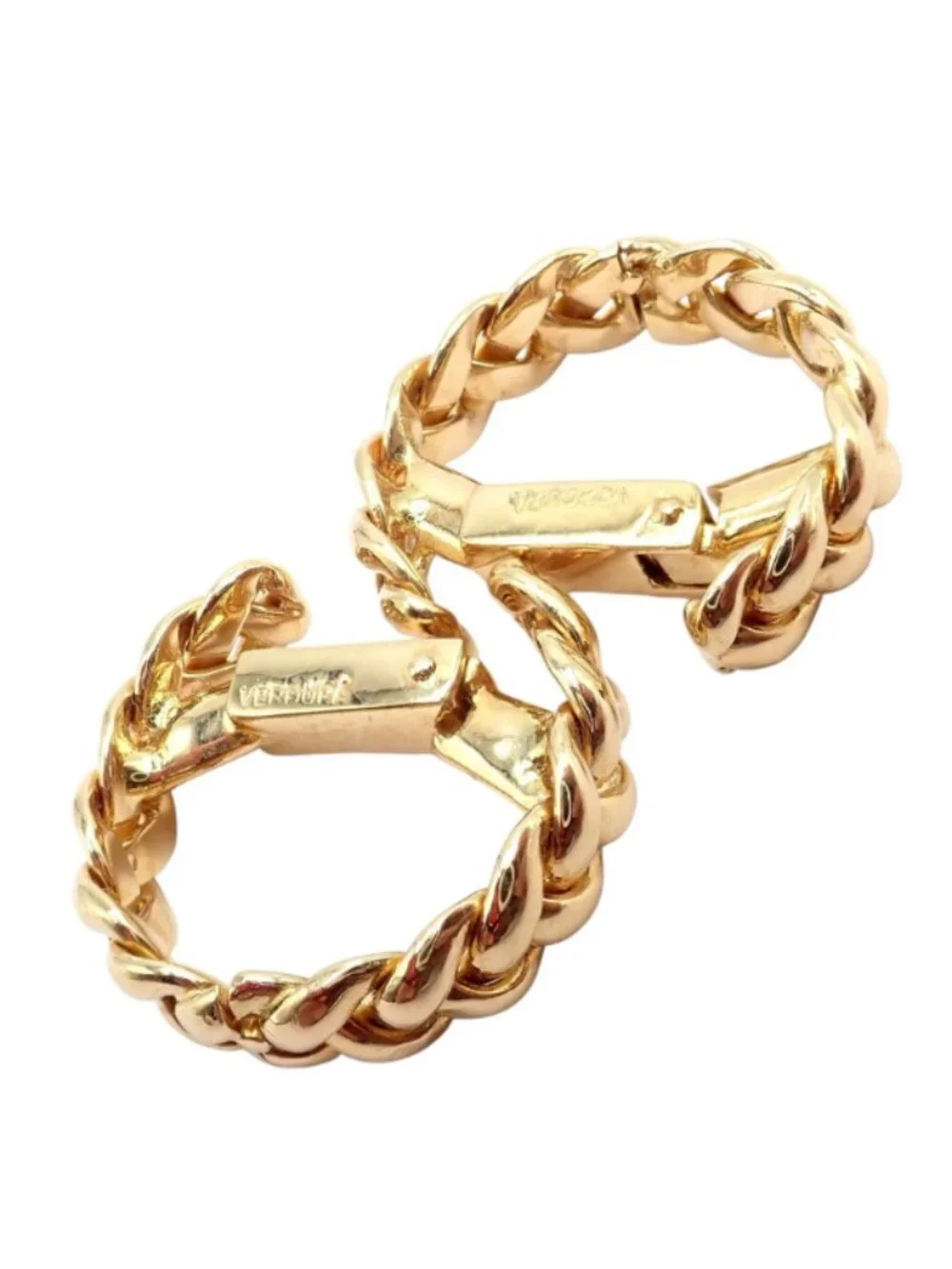 Authentic! Verdura 18k Yellow Gold Classic Rope Stirrup Cufflinks